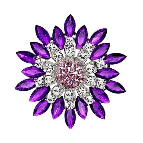 Women Fashion Flower Brooch Crystal Rhinestone Jewelry for Wedding Party Gift Image 4