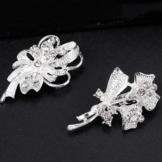 12Pcs Womens Rhinestone Hollow Flower Butterfly Bridal Scarf Lapel Brooch Pins Image 6