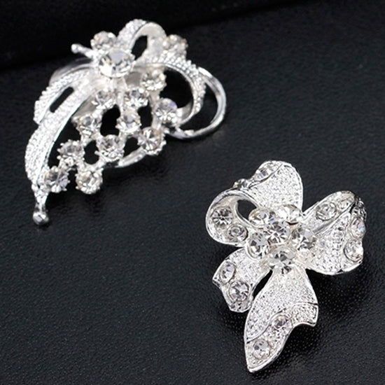 12Pcs Womens Rhinestone Hollow Flower Butterfly Bridal Scarf Lapel Brooch Pins Image 7