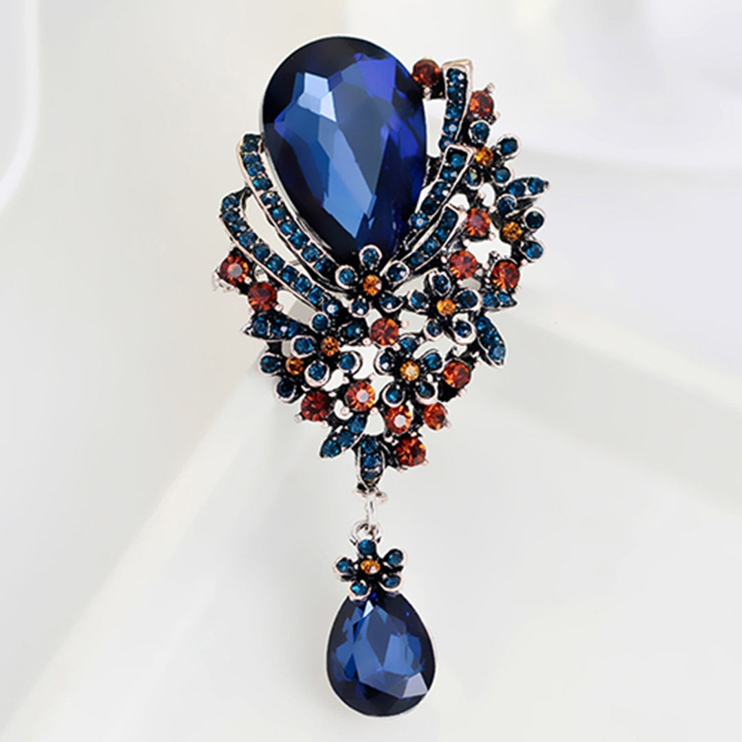 Brooch Pin Big Rhinestone Hollow Design Alloy Engagement Jewelry Brooch for Women Image 7