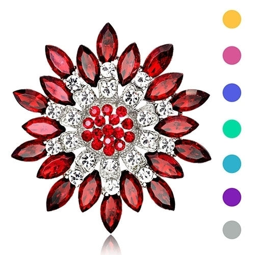 Women Fashion Flower Brooch Crystal Rhinestone Jewelry for Wedding Party Gift Image 12