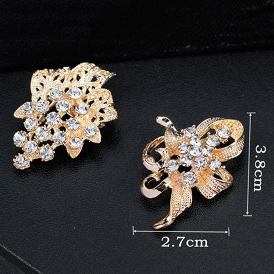 12Pcs Womens Rhinestone Hollow Flower Butterfly Bridal Scarf Lapel Brooch Pins Image 10