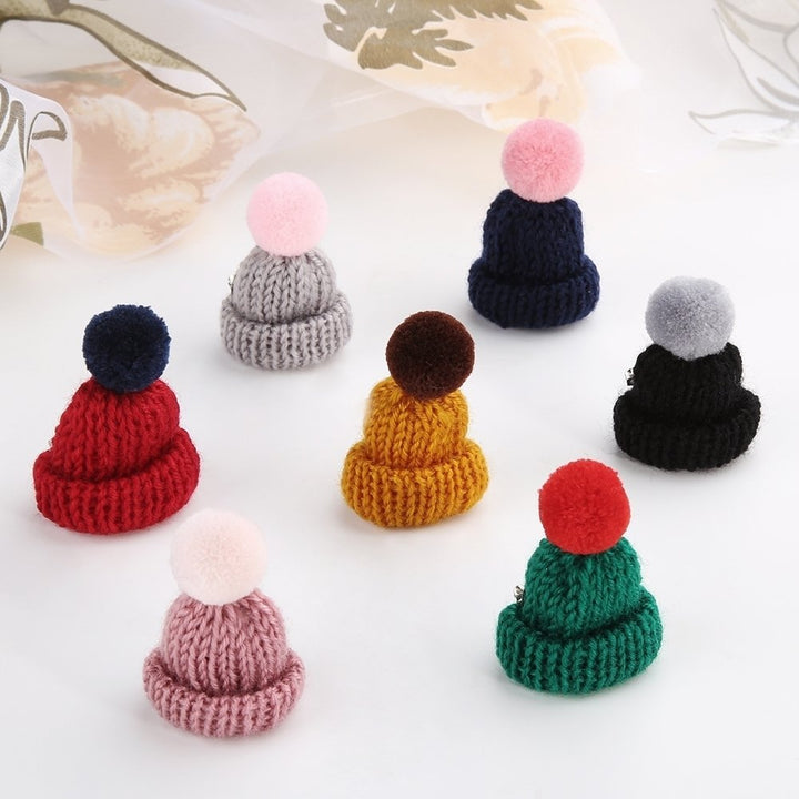 Fashion Knitted Pom Pom Hat Brooch Pin Women Christmas Dress Scarf Accessory Image 1