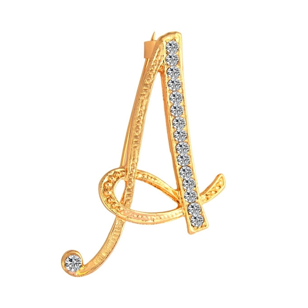 1 Pc Fashion Unisex Rhinestone English Letters Alphabet A-Z Brooch Pin Ornament Image 2