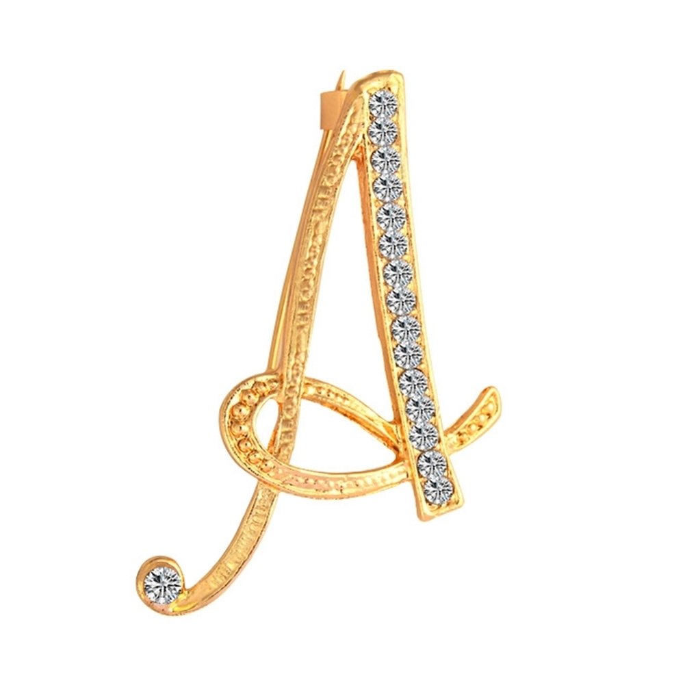 1 Pc Fashion Unisex Rhinestone English Letters Alphabet A-Z Brooch Pin Ornament Image 1