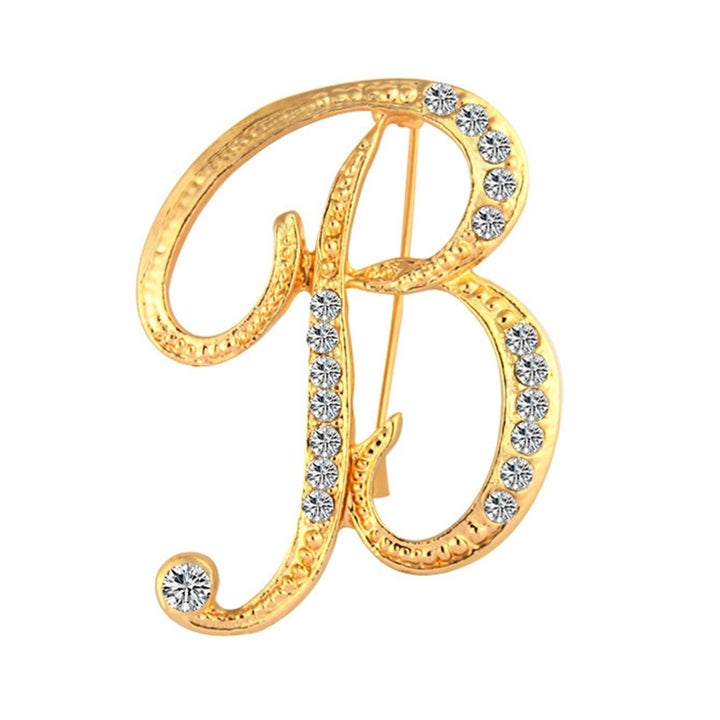 1 Pc Fashion Unisex Rhinestone English Letters Alphabet A-Z Brooch Pin Ornament Image 3