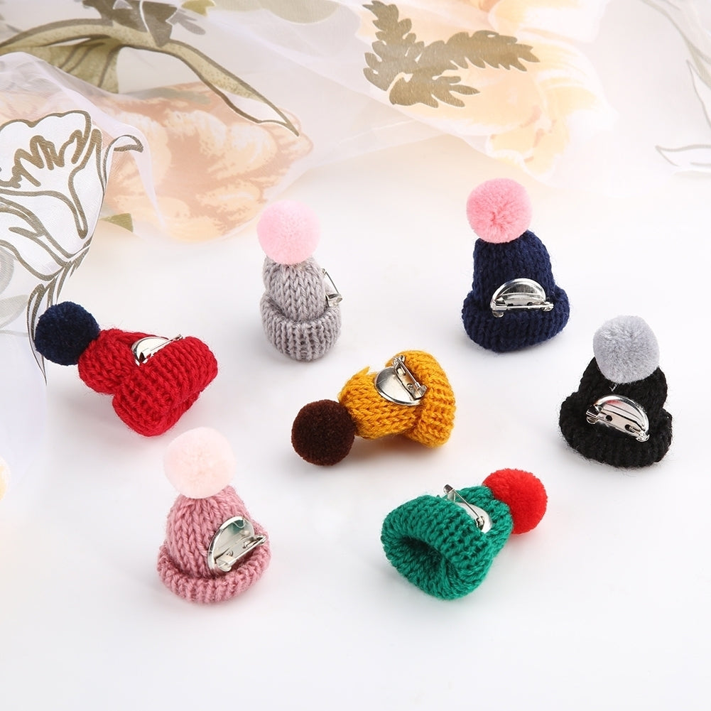 Fashion Knitted Pom Pom Hat Brooch Pin Women Christmas Dress Scarf Accessory Image 8