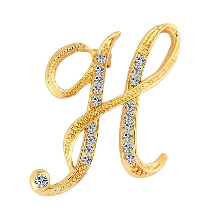 1 Pc Fashion Unisex Rhinestone English Letters Alphabet A-Z Brooch Pin Ornament Image 9