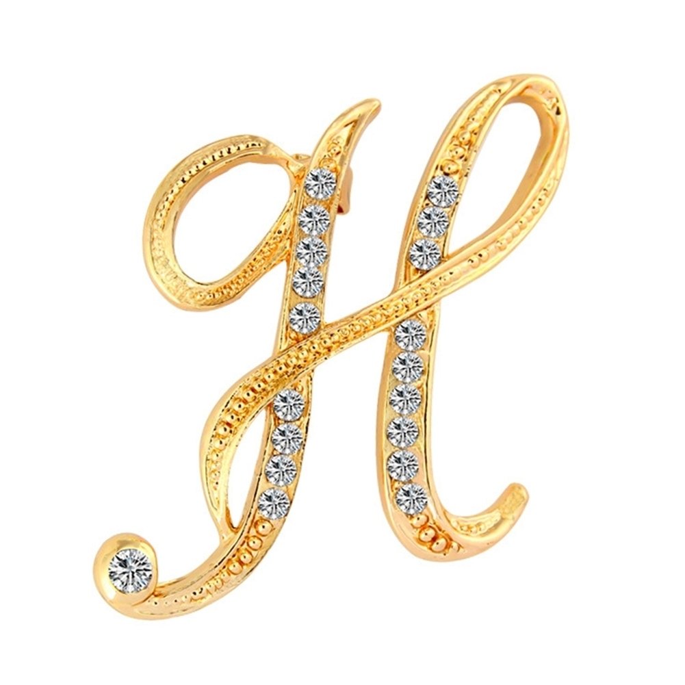 1 Pc Fashion Unisex Rhinestone English Letters Alphabet A-Z Brooch Pin Ornament Image 1