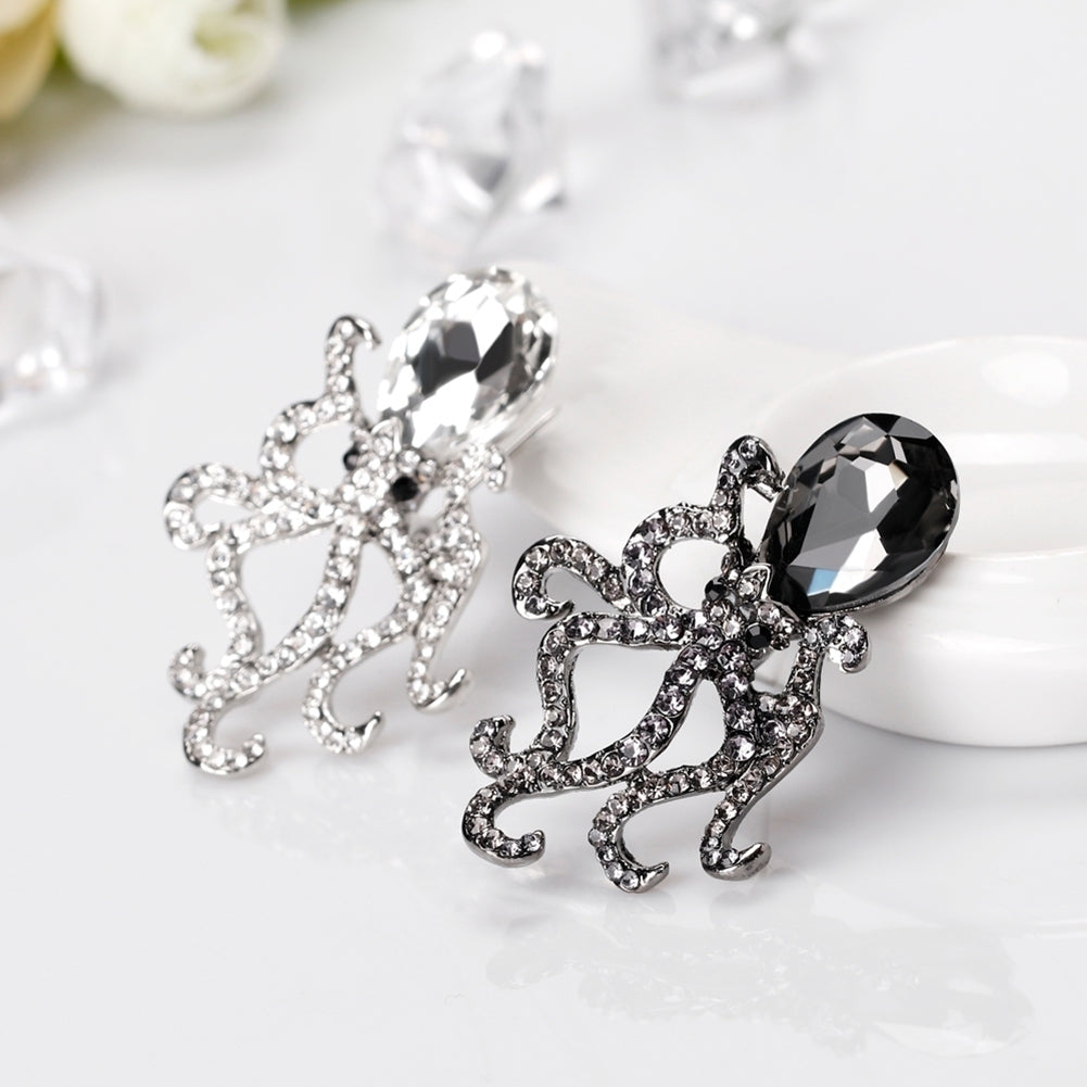 Creative Womens Octopus Rhinestone Glass Brooch Pin Breastpin Bridal Jewelry Image 1