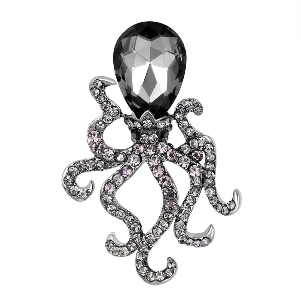 Creative Womens Octopus Rhinestone Glass Brooch Pin Breastpin Bridal Jewelry Image 1