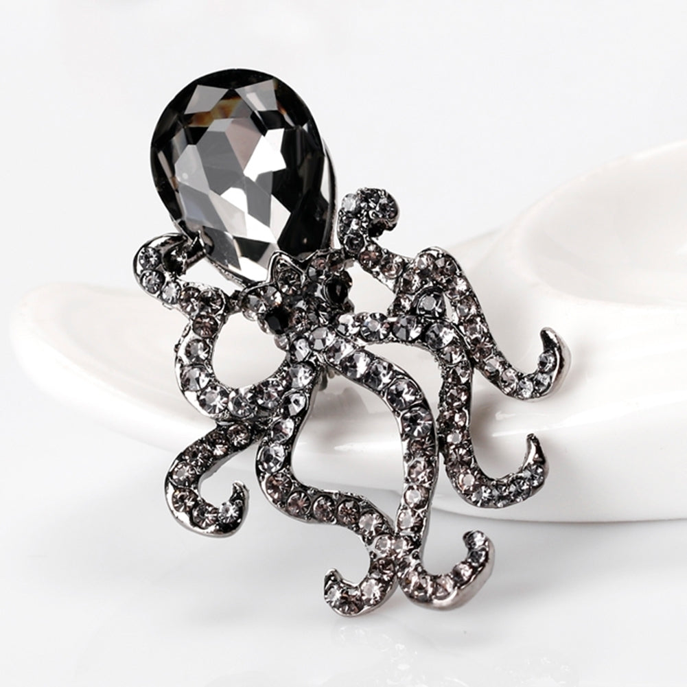 Creative Womens Octopus Rhinestone Glass Brooch Pin Breastpin Bridal Jewelry Image 8