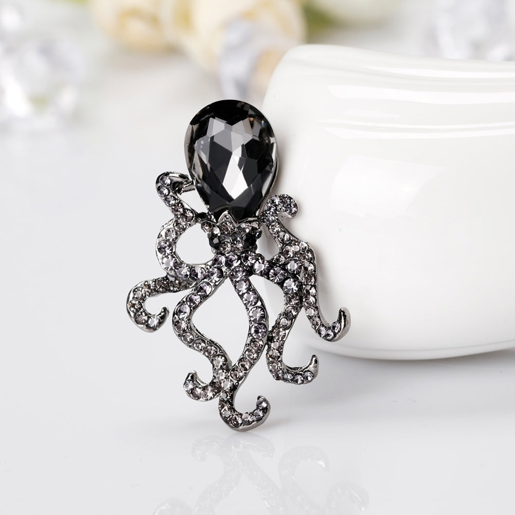 Creative Womens Octopus Rhinestone Glass Brooch Pin Breastpin Bridal Jewelry Image 9