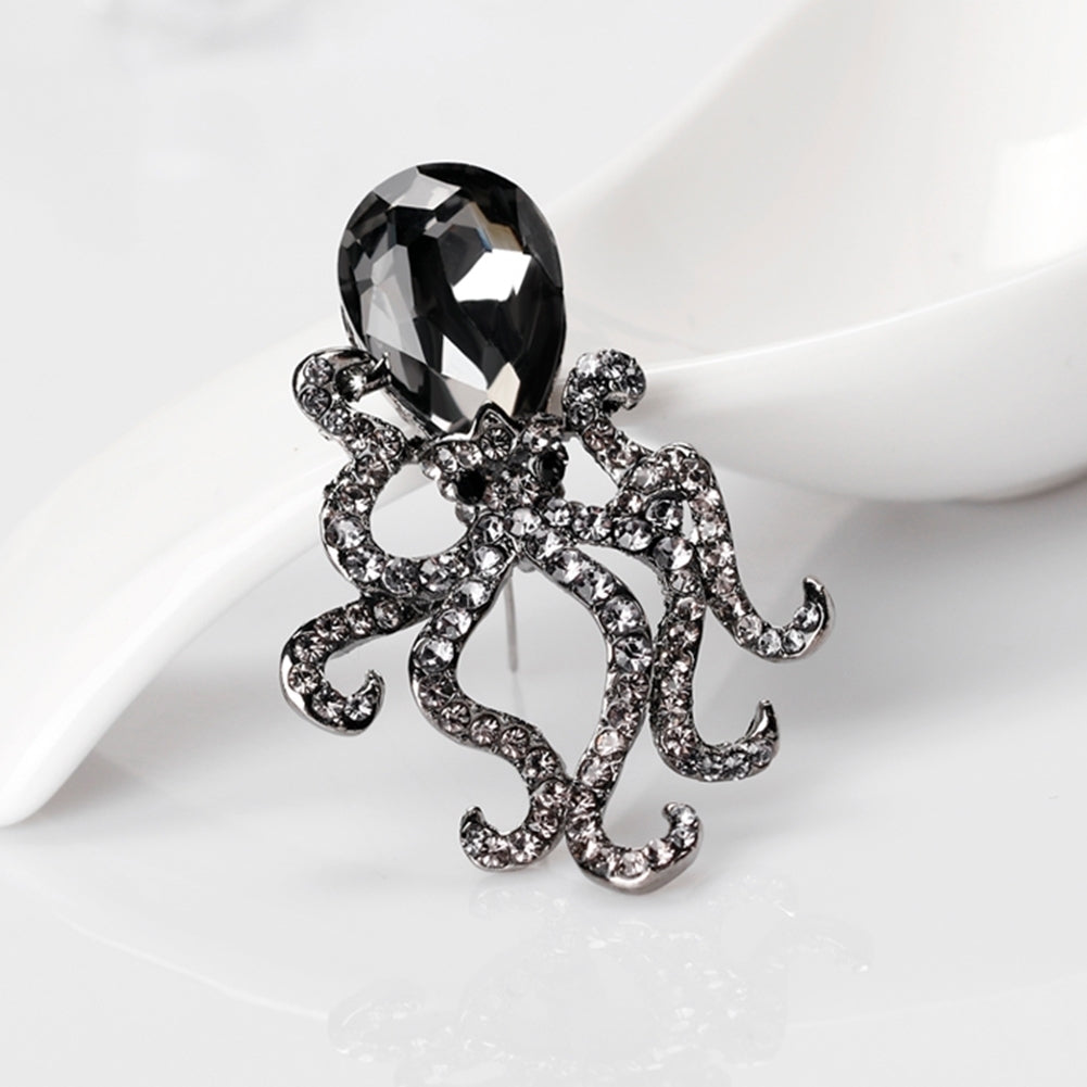 Creative Womens Octopus Rhinestone Glass Brooch Pin Breastpin Bridal Jewelry Image 10