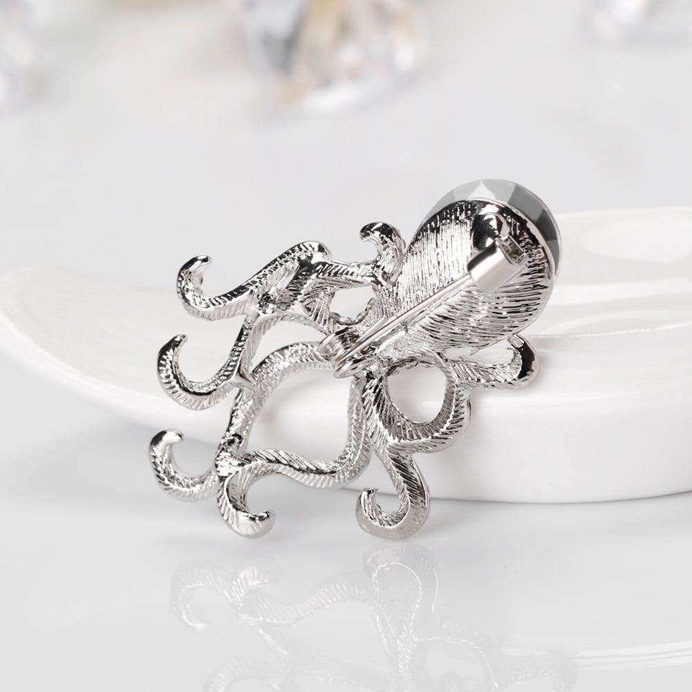 Creative Womens Octopus Rhinestone Glass Brooch Pin Breastpin Bridal Jewelry Image 11