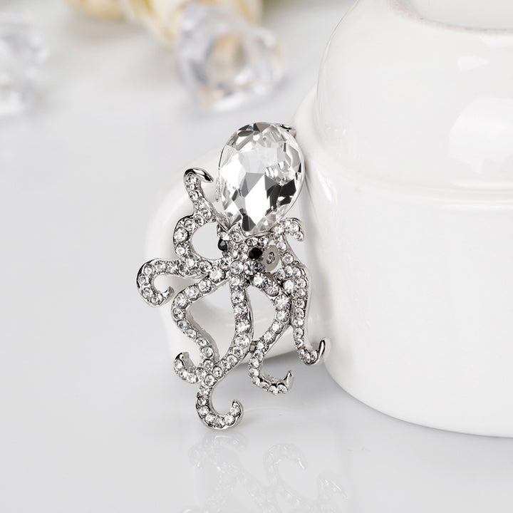 Creative Womens Octopus Rhinestone Glass Brooch Pin Breastpin Bridal Jewelry Image 12