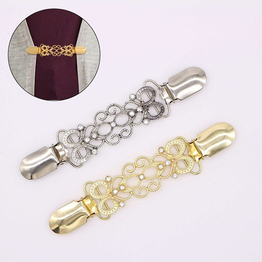 Sweater Shawl Cardigan Collar Rhinestones Duck Clips Chain Jewelry Accessories Image 1