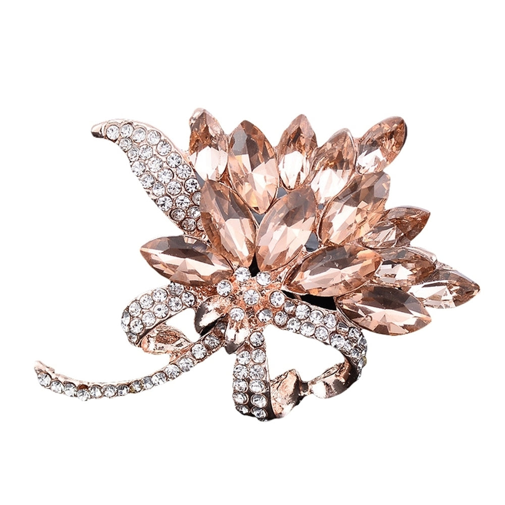 Elegant Marquise Cut Shiny Rhinestone Flower Bouquet Style Women Brooch Pin Gift Image 2