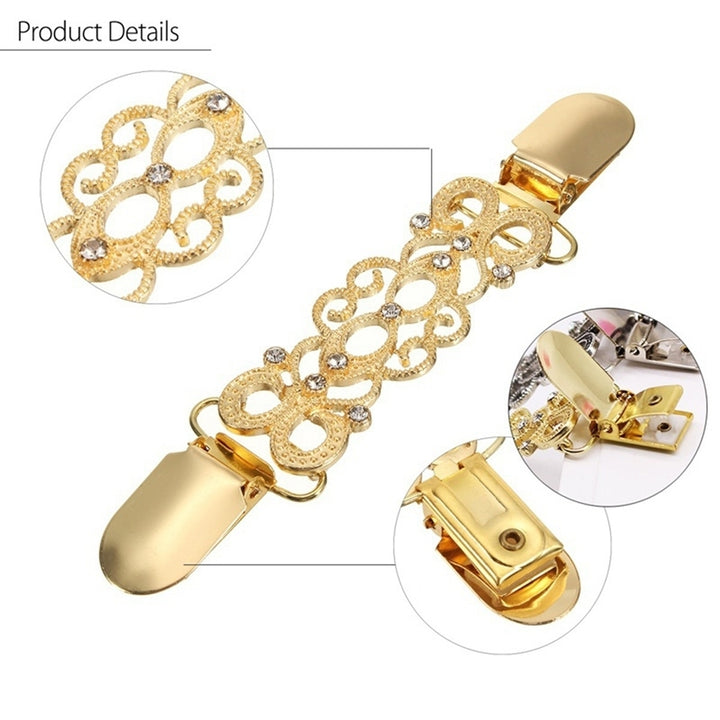 Sweater Shawl Cardigan Collar Rhinestones Duck Clips Chain Jewelry Accessories Image 10