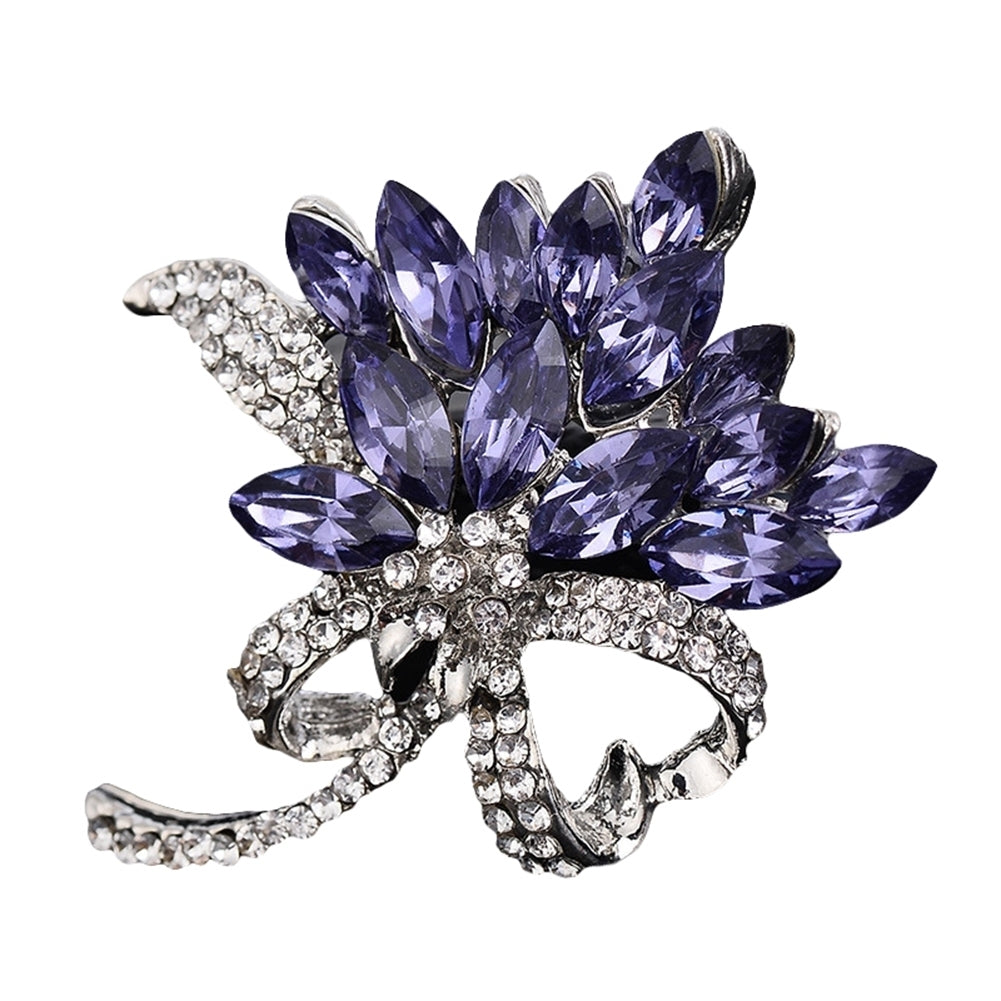 Elegant Marquise Cut Shiny Rhinestone Flower Bouquet Style Women Brooch Pin Gift Image 3