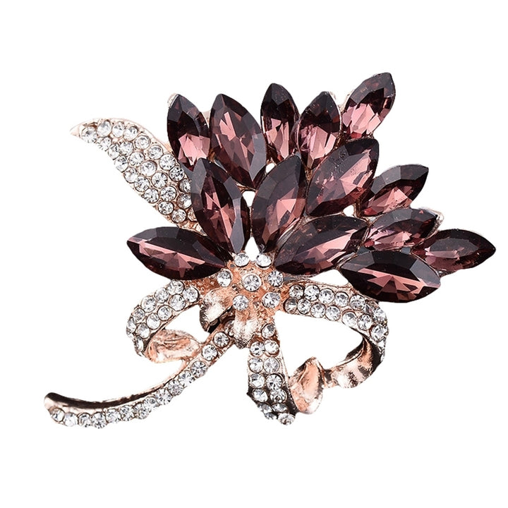 Elegant Marquise Cut Shiny Rhinestone Flower Bouquet Style Women Brooch Pin Gift Image 4