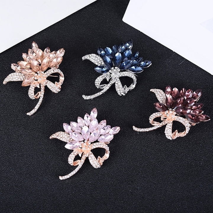 Elegant Marquise Cut Shiny Rhinestone Flower Bouquet Style Women Brooch Pin Gift Image 4