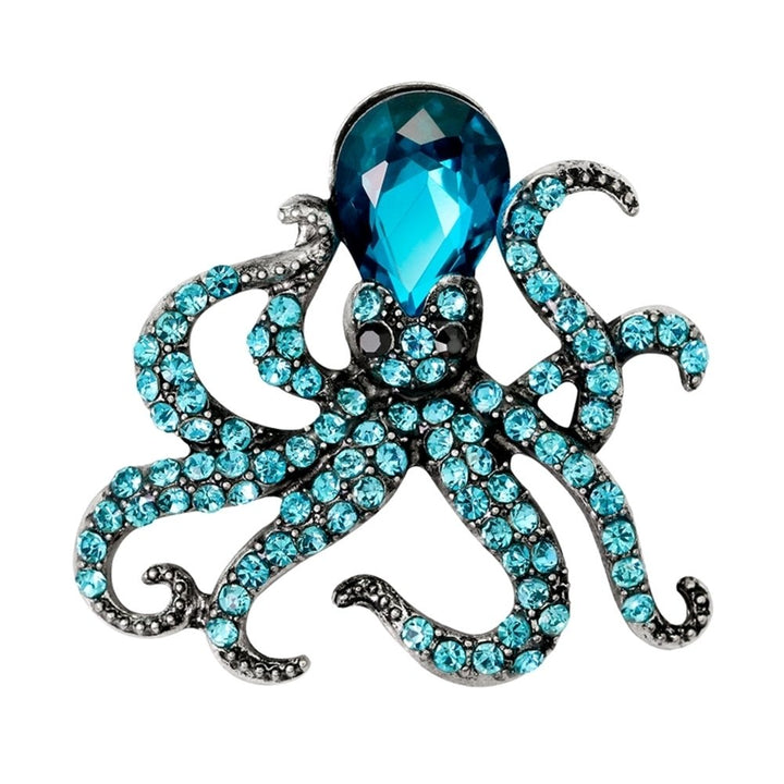 Womens Cute Octopus Brooch Pin Shiny Rhinestone Party Jewelry Scarf Gift Image 3