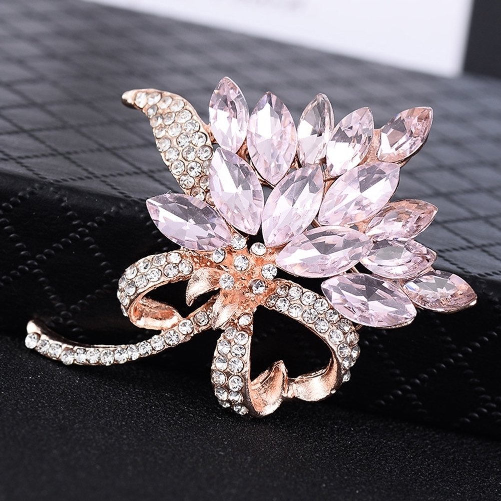 Elegant Marquise Cut Shiny Rhinestone Flower Bouquet Style Women Brooch Pin Gift Image 9