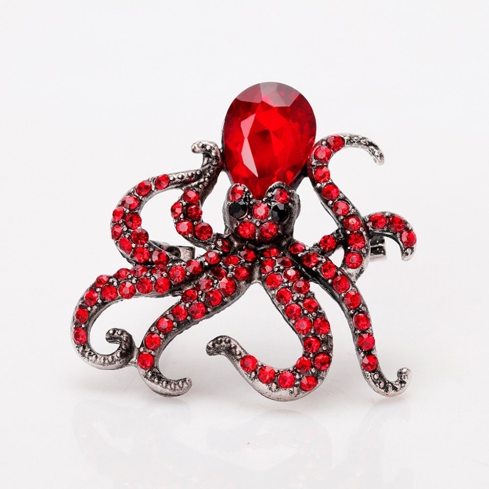 Womens Cute Octopus Brooch Pin Shiny Rhinestone Party Jewelry Scarf Gift Image 7