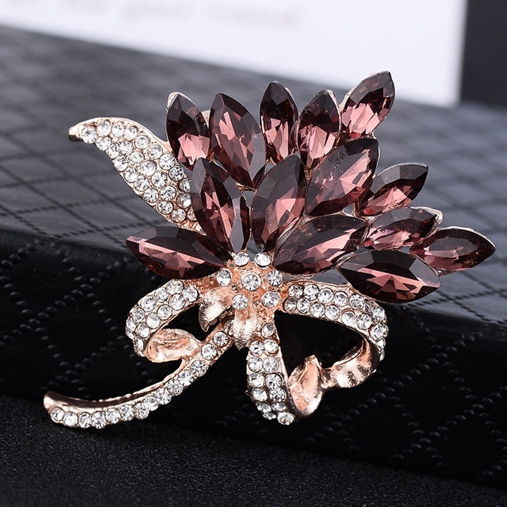 Elegant Marquise Cut Shiny Rhinestone Flower Bouquet Style Women Brooch Pin Gift Image 10