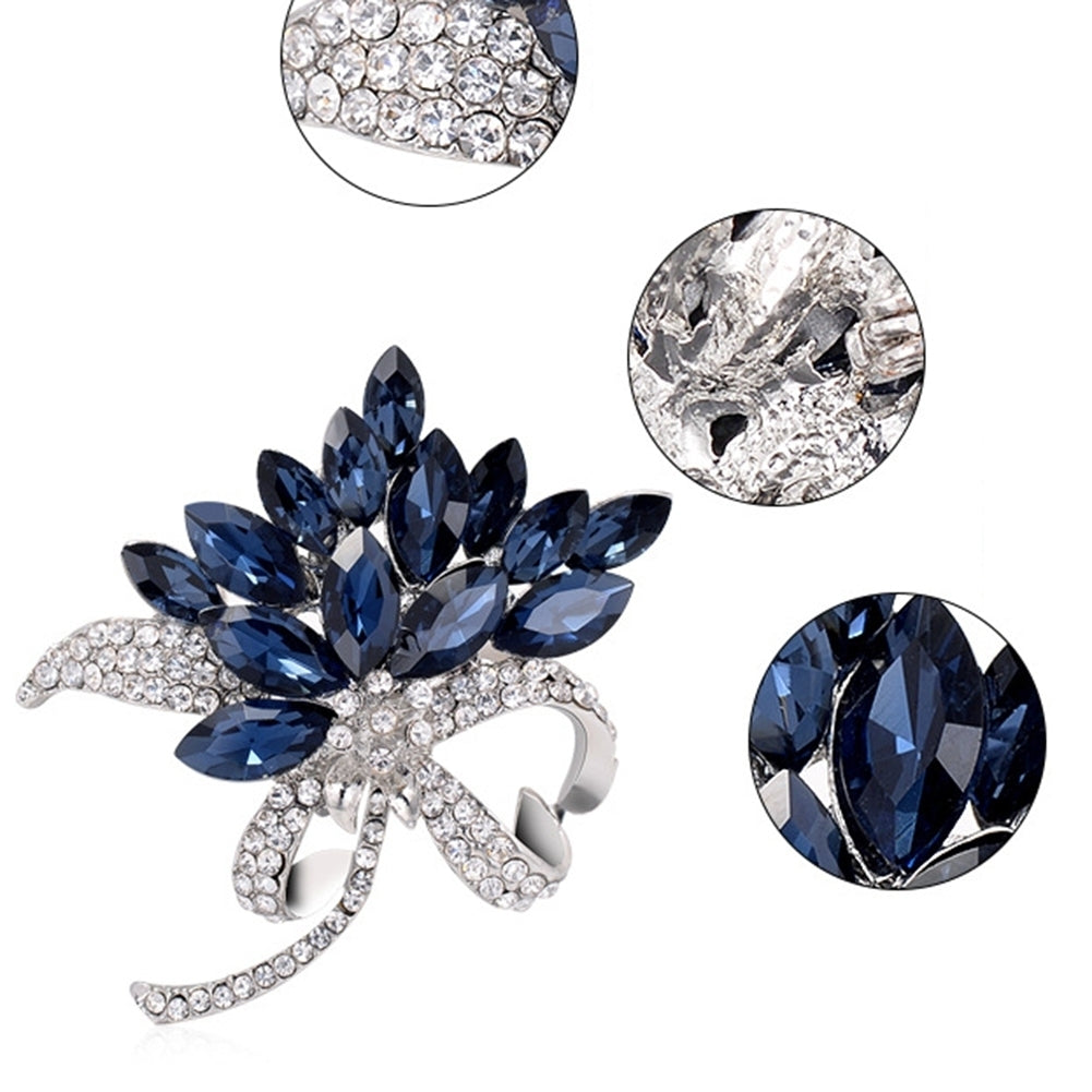 Elegant Marquise Cut Shiny Rhinestone Flower Bouquet Style Women Brooch Pin Gift Image 11