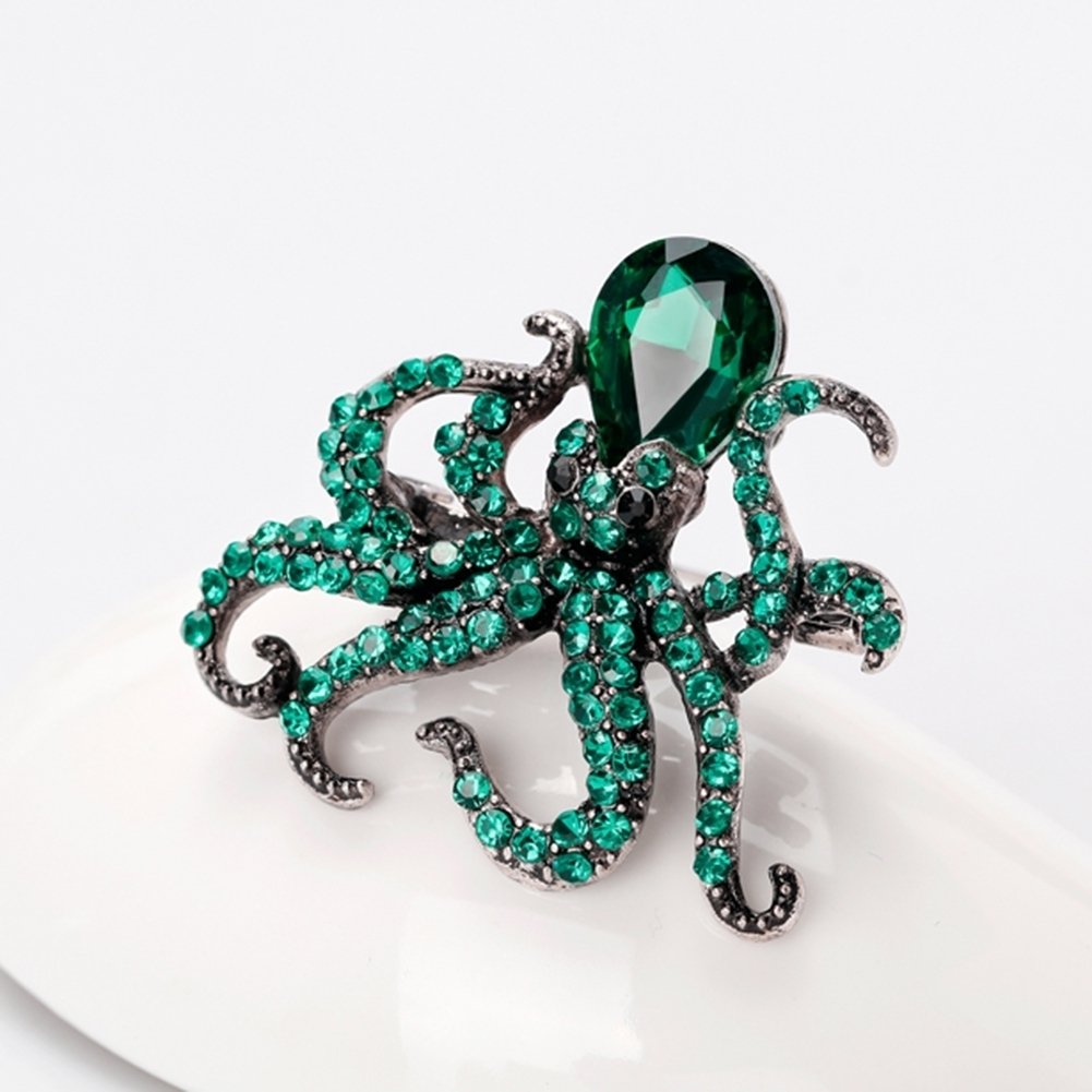 Womens Cute Octopus Brooch Pin Shiny Rhinestone Party Jewelry Scarf Gift Image 9