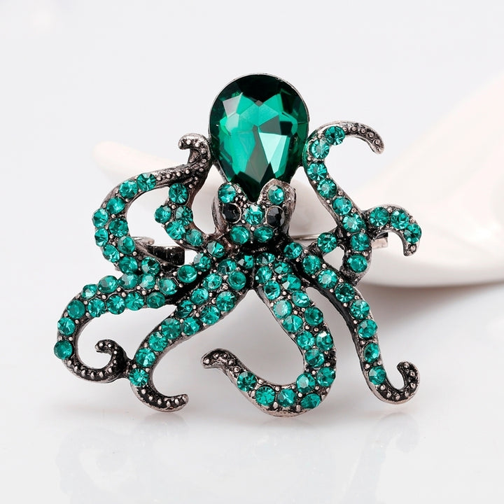 Womens Cute Octopus Brooch Pin Shiny Rhinestone Party Jewelry Scarf Gift Image 10