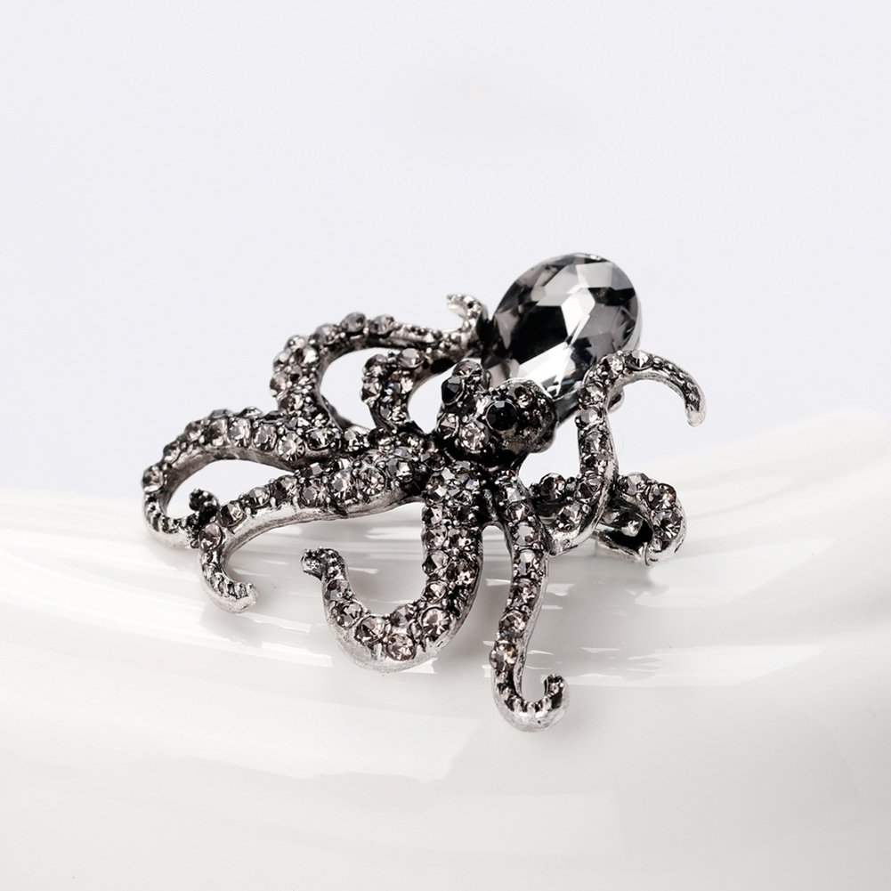 Womens Cute Octopus Brooch Pin Shiny Rhinestone Party Jewelry Scarf Gift Image 11