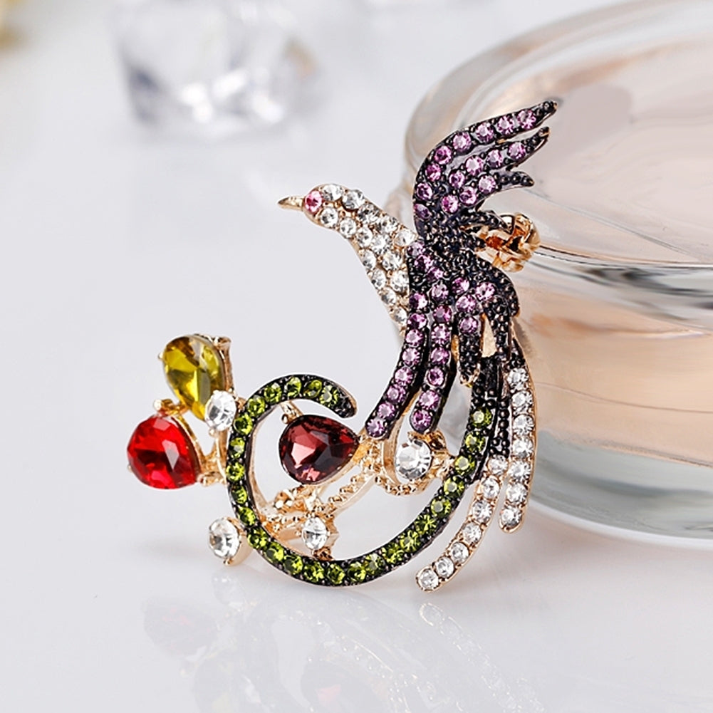 Elegant Phoenix Multi-Color Rhinestone Bouquet Scarf Bag Decor Jewelry Brooch Pin Image 1