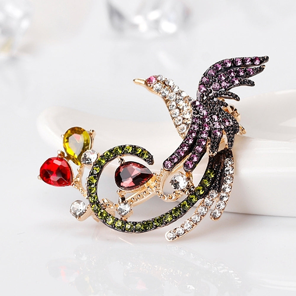 Elegant Phoenix Multi-Color Rhinestone Bouquet Scarf Bag Decor Jewelry Brooch Pin Image 2