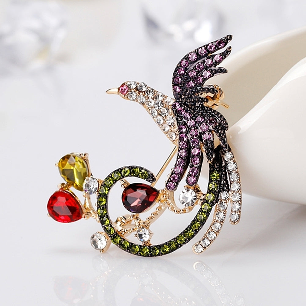 Elegant Phoenix Multi-Color Rhinestone Bouquet Scarf Bag Decor Jewelry Brooch Pin Image 3