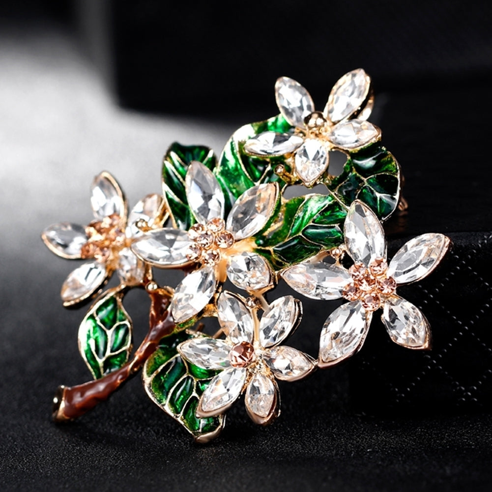 Lady Retro Multicolor Flower Enamel Rhinestone Brooch Pin Evening Party Jewelry Image 4