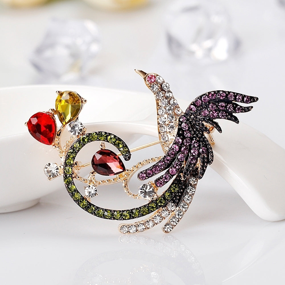 Elegant Phoenix Multi-Color Rhinestone Bouquet Scarf Bag Decor Jewelry Brooch Pin Image 4