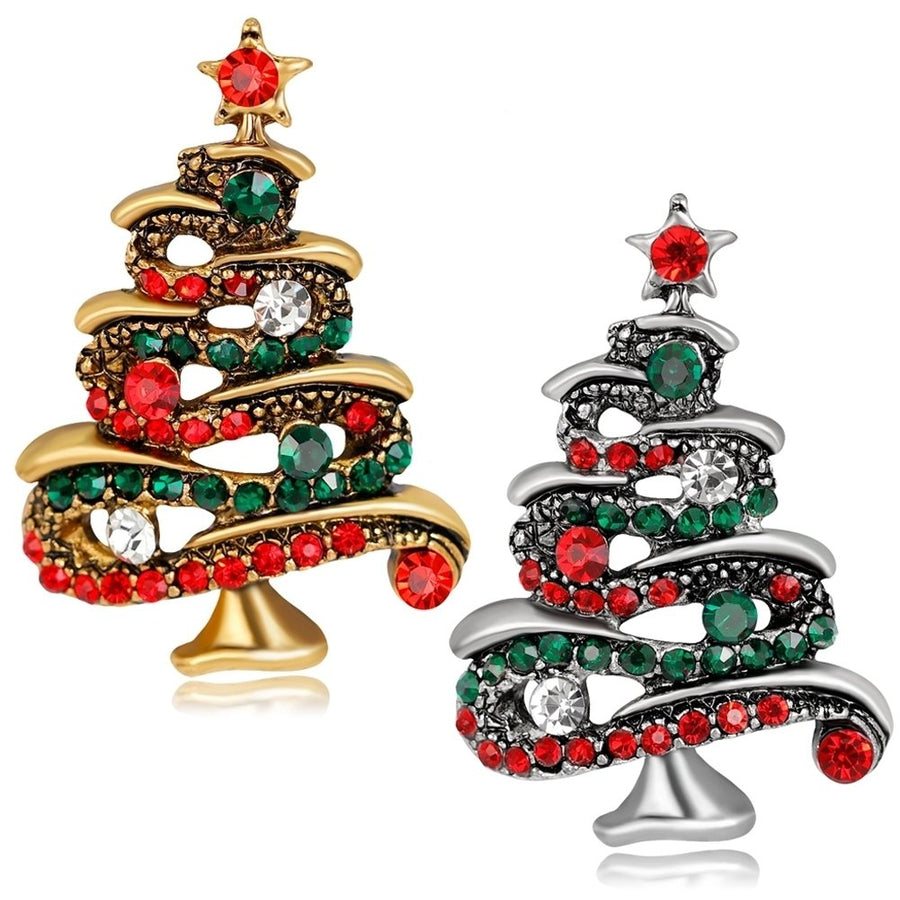 Multicolor Rhinestone Christmas Tree Brooch Pin Womens Breastpin Jewelry Gift Image 1