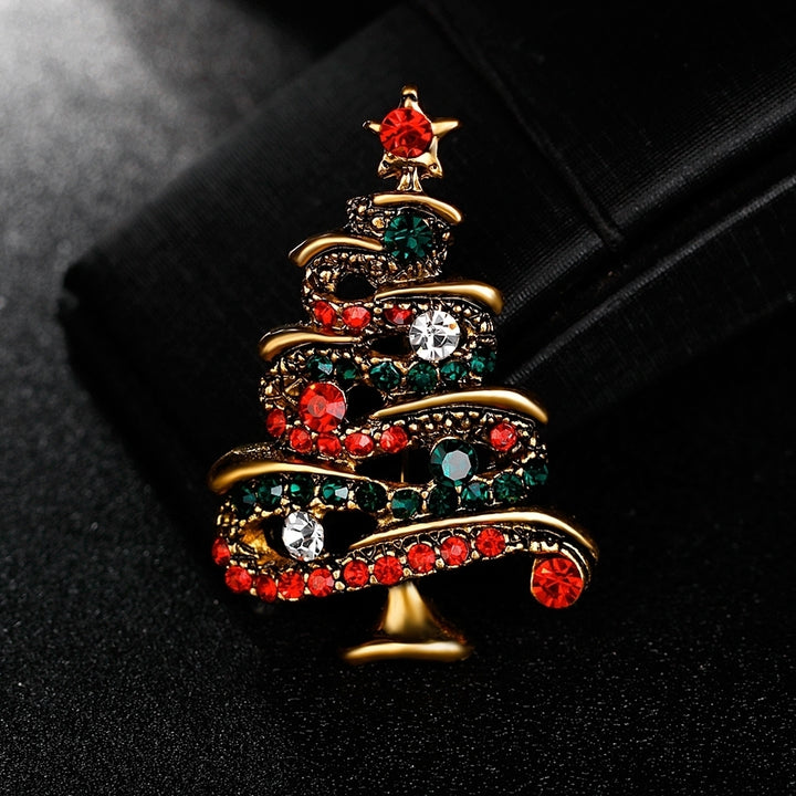 Multicolor Rhinestone Christmas Tree Brooch Pin Womens Breastpin Jewelry Gift Image 2