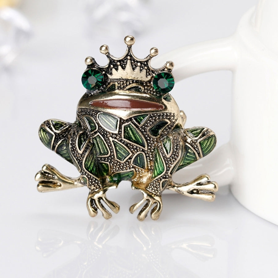 Frog Style Brooch Pin Shiny Rhinestone Enamel Fashion Dress Hat Accessory Gift Image 1