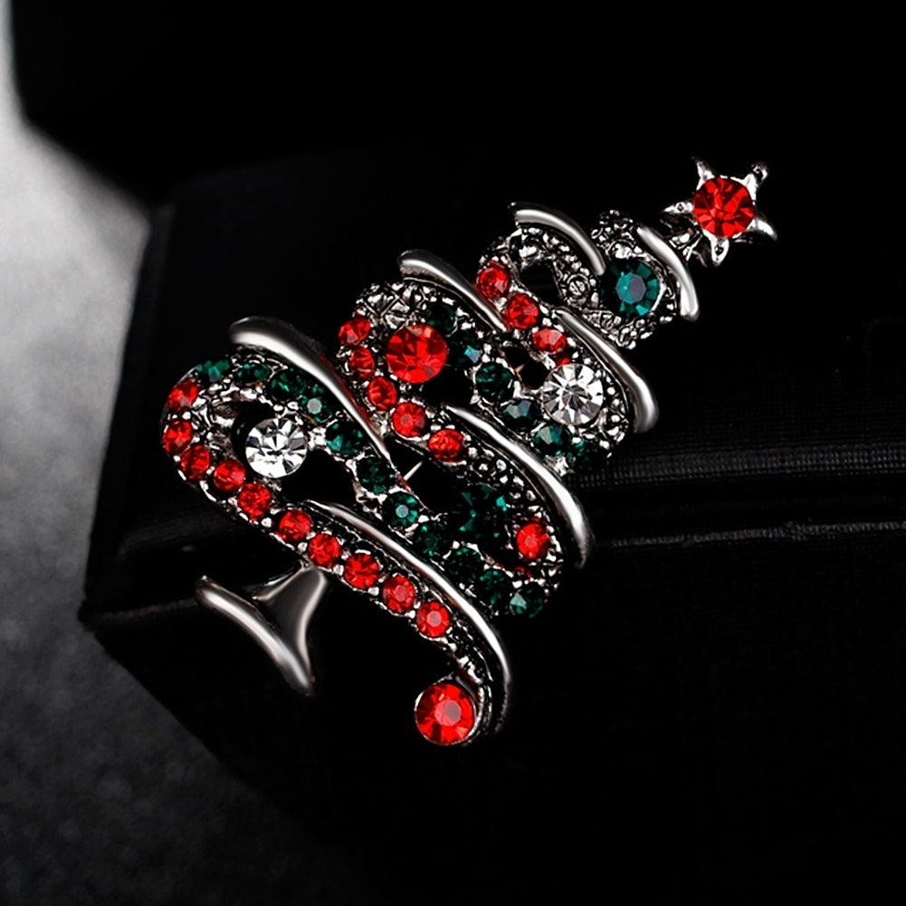 Multicolor Rhinestone Christmas Tree Brooch Pin Womens Breastpin Jewelry Gift Image 3