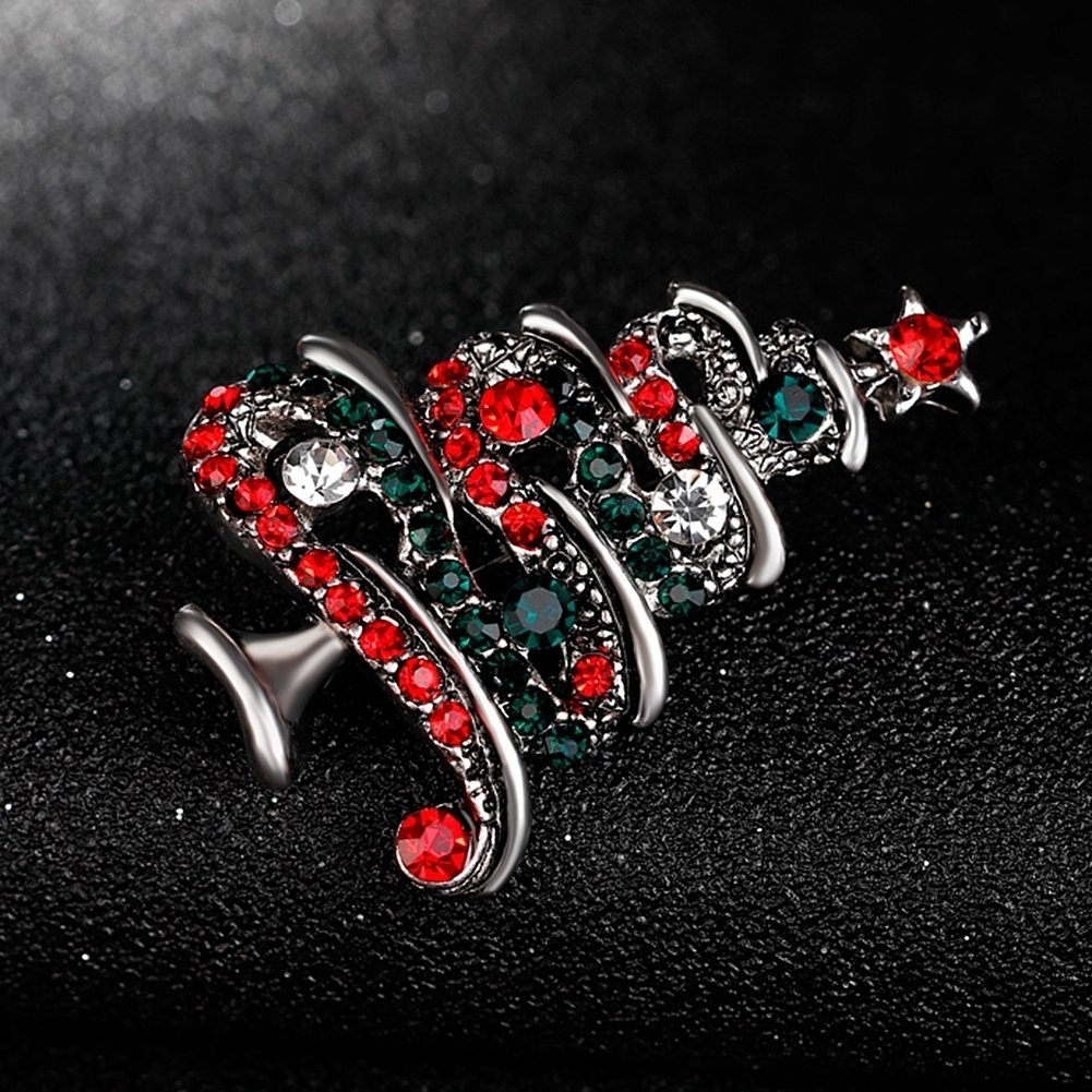 Multicolor Rhinestone Christmas Tree Brooch Pin Womens Breastpin Jewelry Gift Image 4