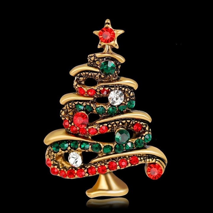 Multicolor Rhinestone Christmas Tree Brooch Pin Womens Breastpin Jewelry Gift Image 4