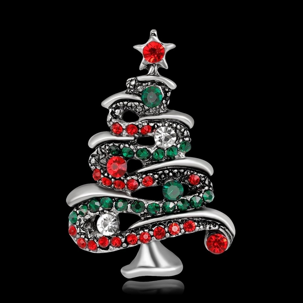 Multicolor Rhinestone Christmas Tree Brooch Pin Womens Breastpin Jewelry Gift Image 6