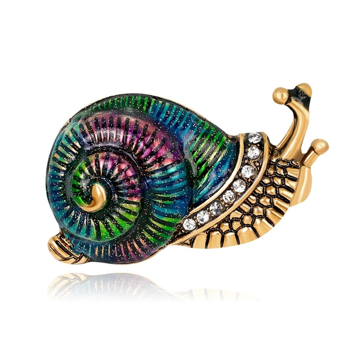 Lady Multicolor Fashion Cartoon Snail Shiny Rhinestone Enamel Brooch Pin Jewelry Image 1