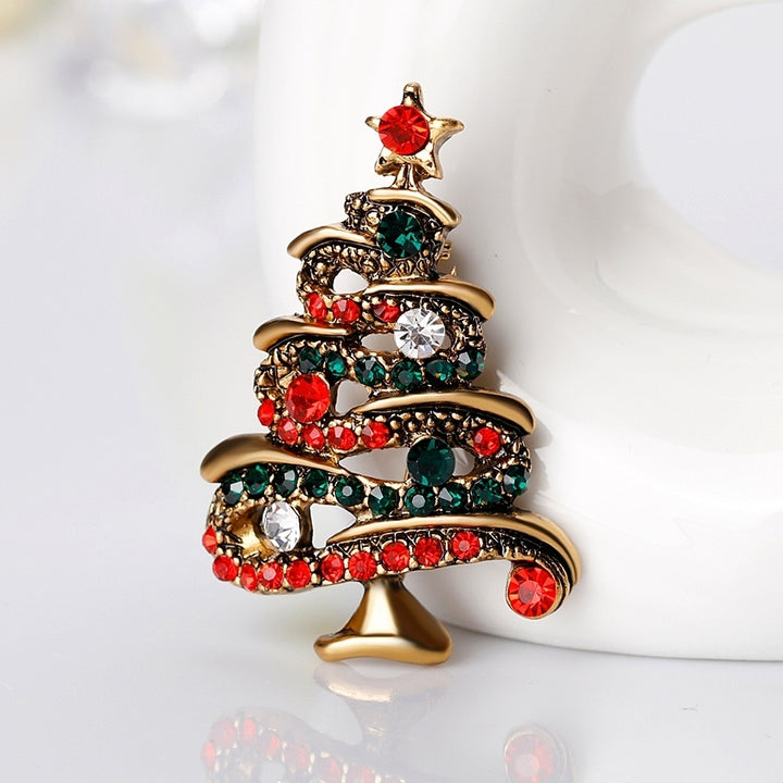 Multicolor Rhinestone Christmas Tree Brooch Pin Womens Breastpin Jewelry Gift Image 7