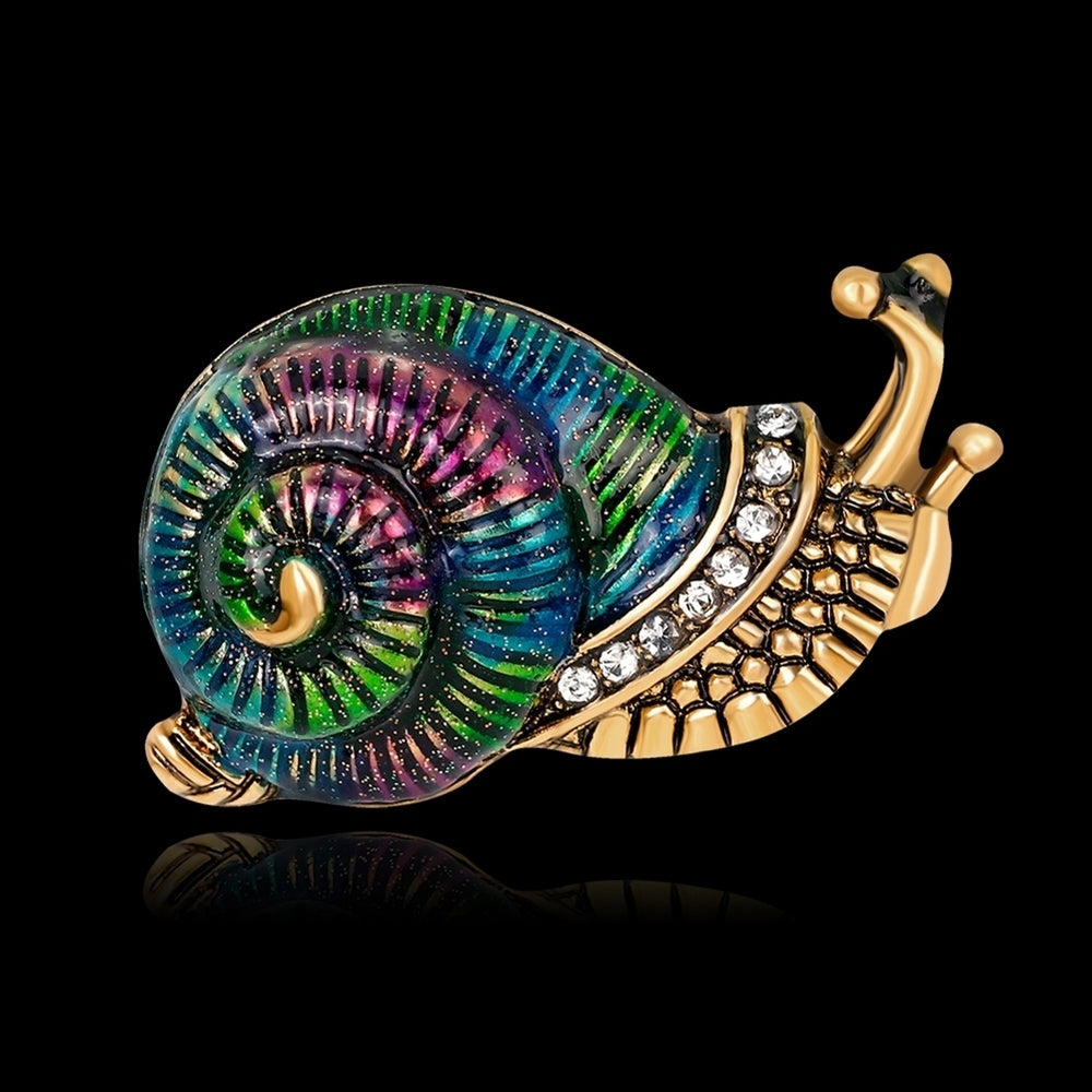 Lady Multicolor Fashion Cartoon Snail Shiny Rhinestone Enamel Brooch Pin Jewelry Image 2