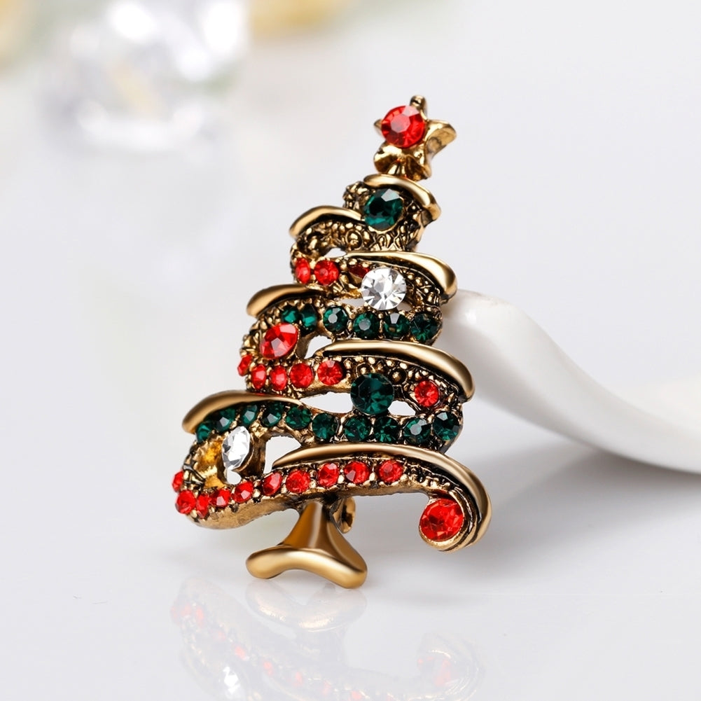 Multicolor Rhinestone Christmas Tree Brooch Pin Womens Breastpin Jewelry Gift Image 8